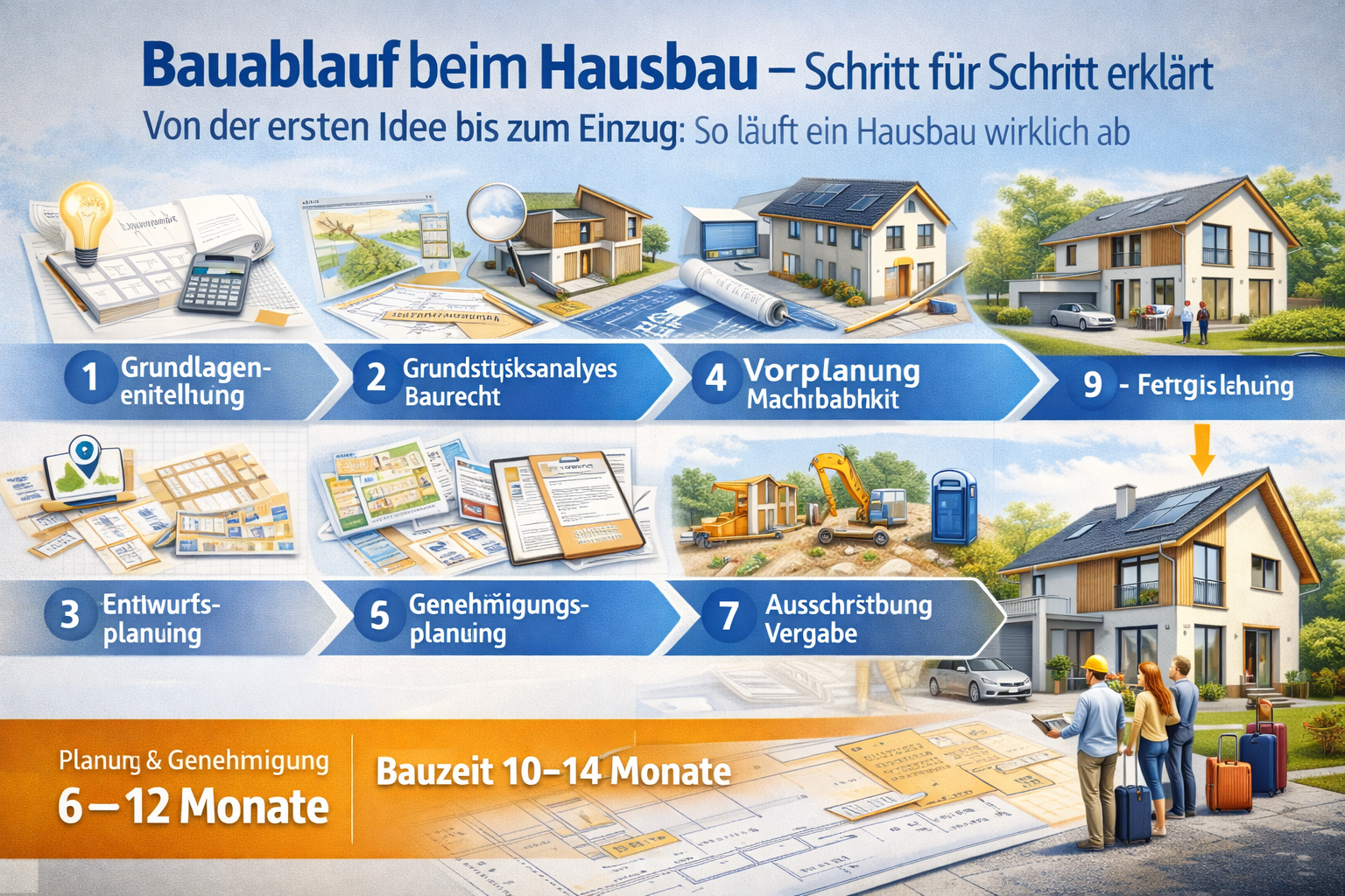 Bauablauf beim Hausbau – Schritt für Schritt erklärt