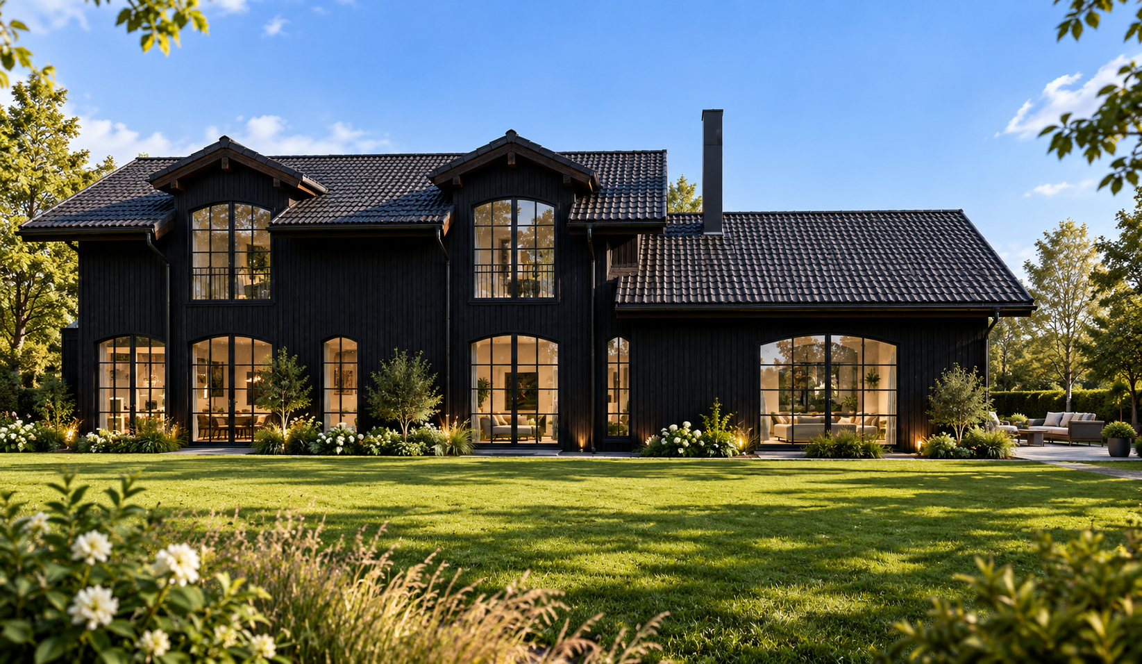 2P-Raum Architekten_Modernes schwarzes Landhaus im Garten (2-2).png