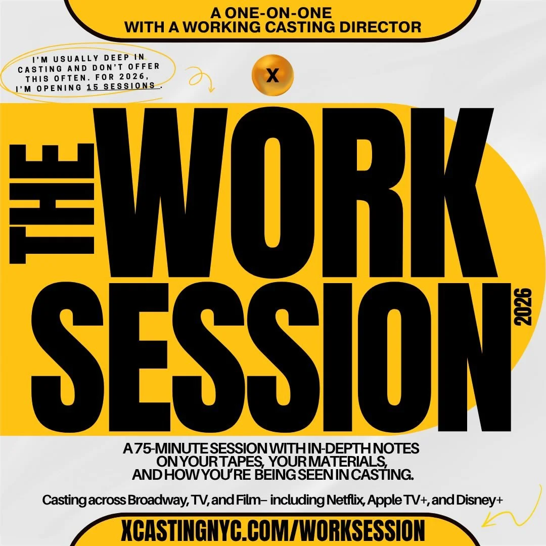 Opening a limited number of Work Sessions for 2026.

A 75-minute session with a working casting director, focused on your tapes, your materials, and how you are currently being seen in casting.

We go through up to five self-tapes in detail, along wi