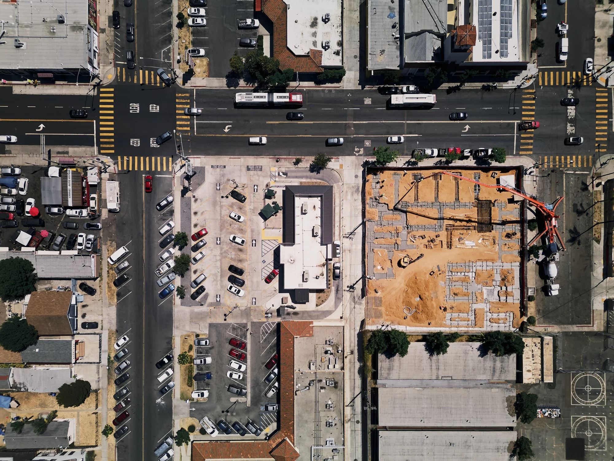 Cuatro parcel 4, City Heights, San Diego, aerial construction photography
