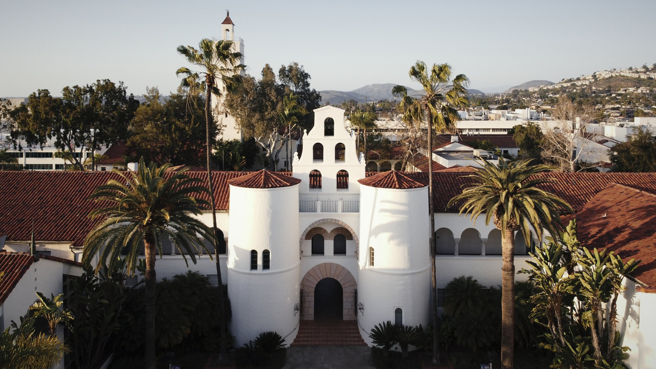 SDSU Campanile Mall (1931), drone architecture photography