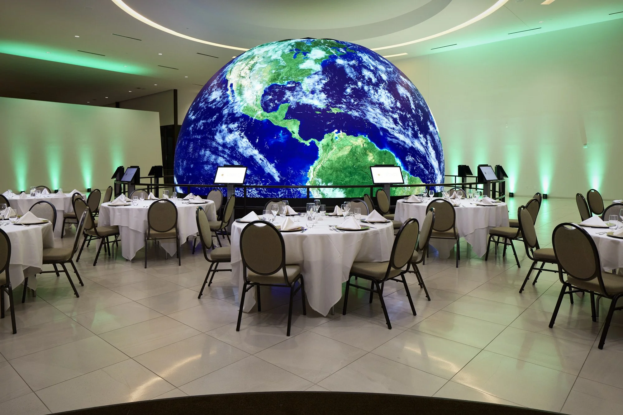 Legacy Hotel LED globe and event room