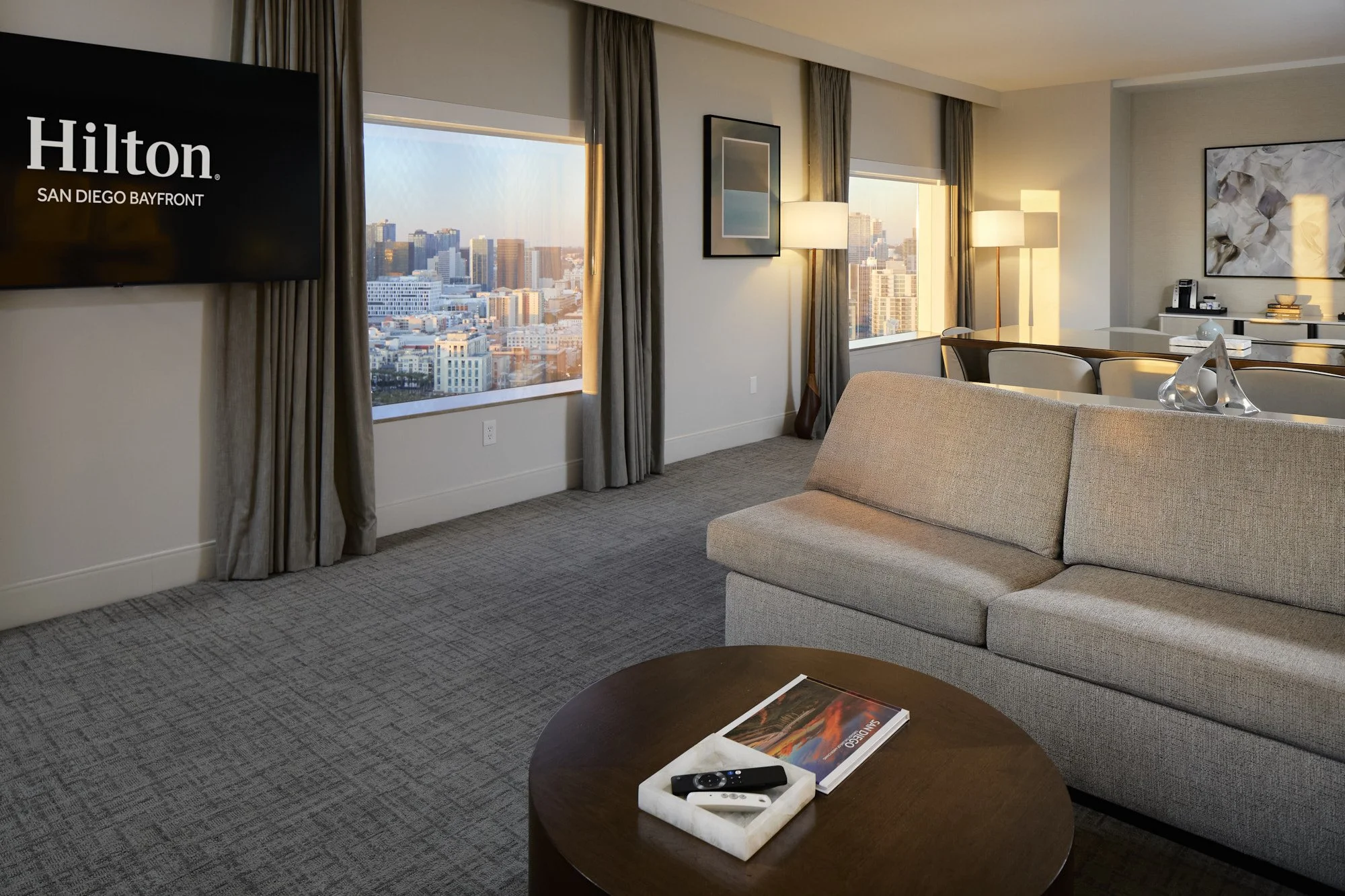 Hilton San Diego Bayfront King View living area hospitality photography windows