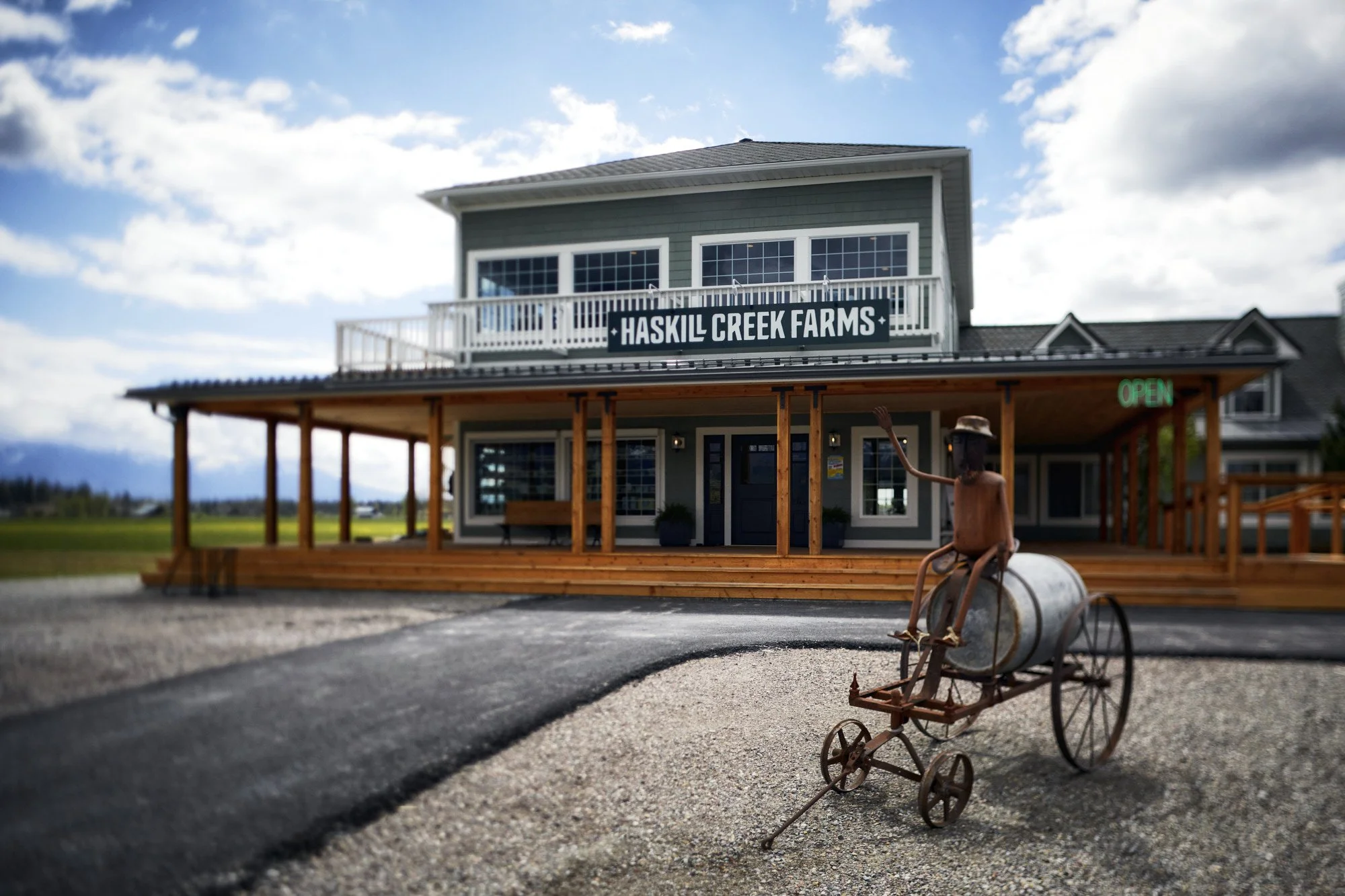Tilt-shift photograph, Haskill Creek Farms storefront and offices, Whitefish, Montana