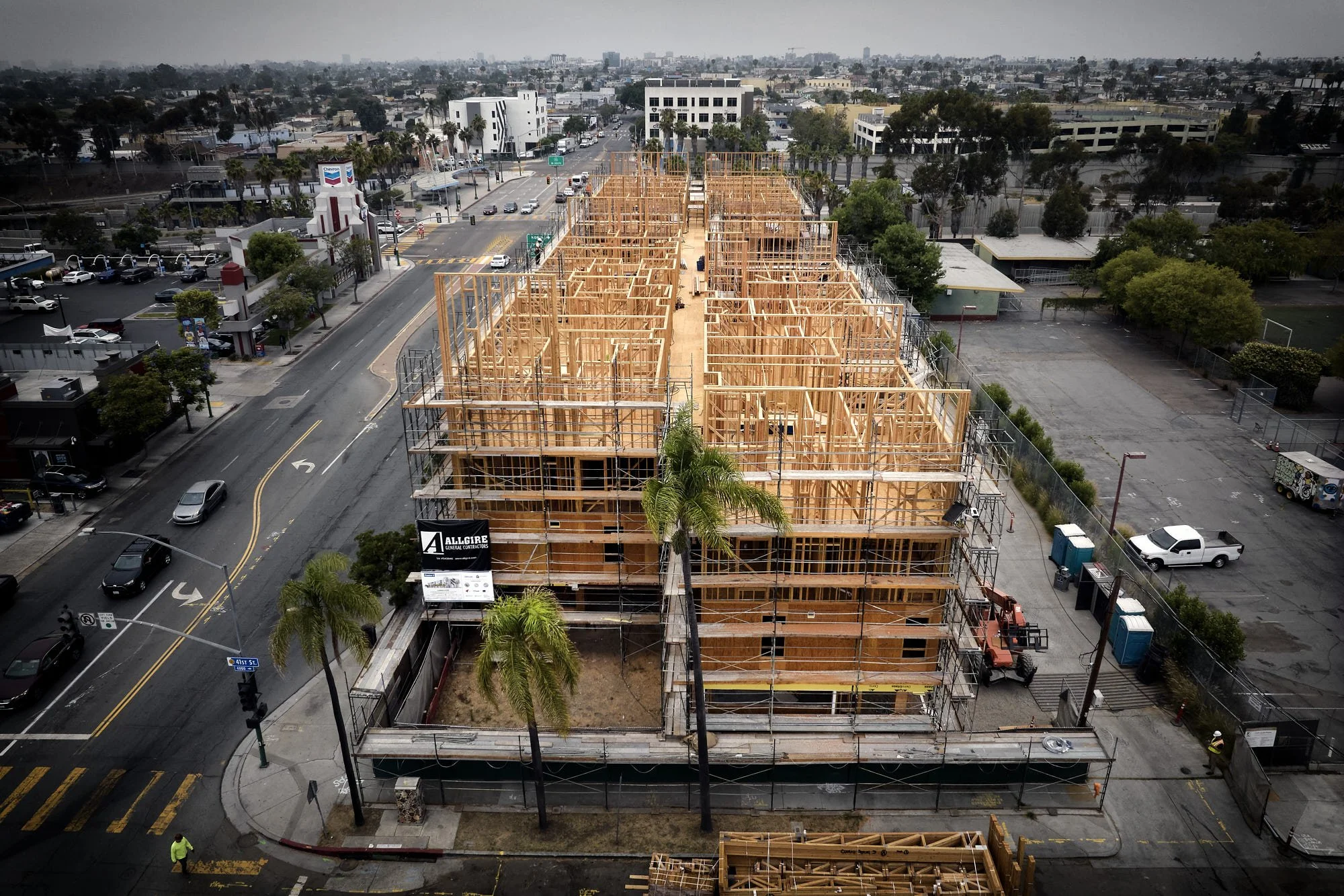 Framing progress, construction photography, drone photos, San Diego