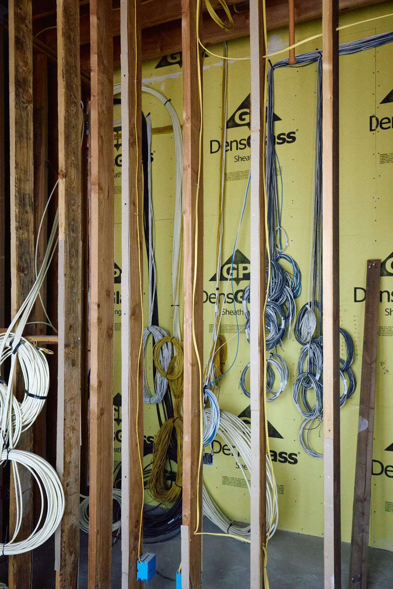 Framing and cabling detail, senior living construction project, Riverside, California