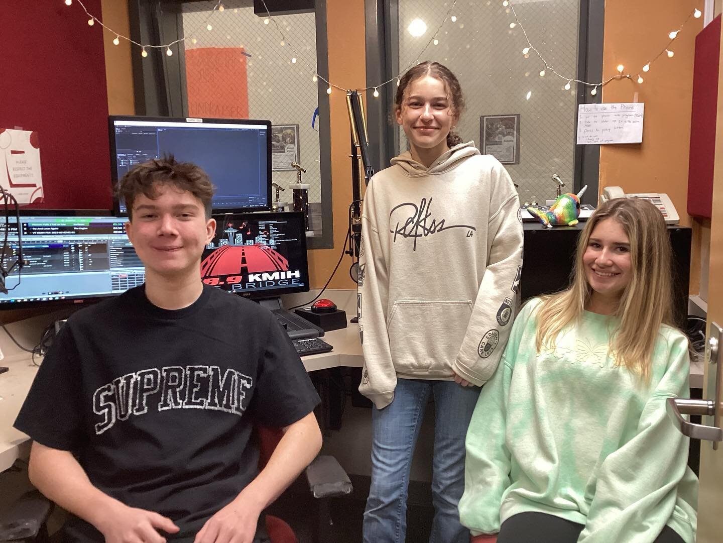 Alex, Andrew, and Abby getting ready to go on air with their new show Triple A. They talk about anything and everything live every Friday from 1:30-2:00 pm!