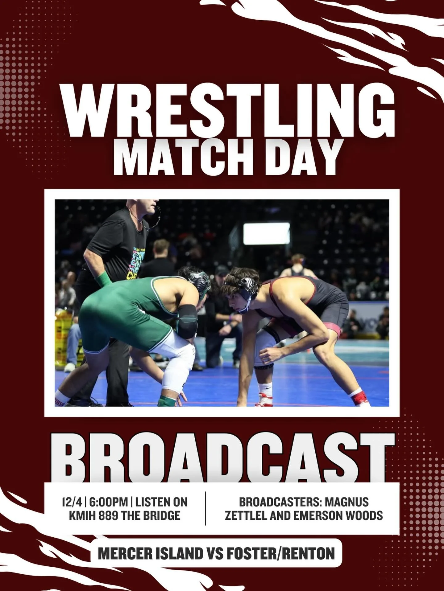 Tune in to KMIH as our students bring you the first-ever live broadcast of Mercer Island Wrestling! 🤼&zwj;♂️ Expect high energy, intense matchups, and nonstop updates throughout the night. Don&rsquo;t miss a moment&mdash;catch it all live on KMIH! 
