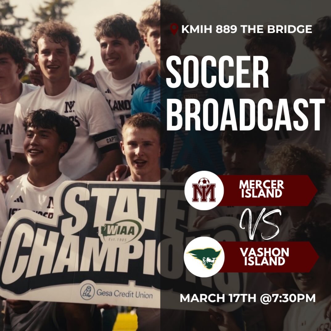 Tune in to 889 The Bridge this Tuesday at 7:30 PM as we broadcast Mercer Island boys soccer&rsquo;s first game of the season! 🙌🙌 Our broadcasters will bring you a live play-by-play and full commentary as the state champs kick off their season and b