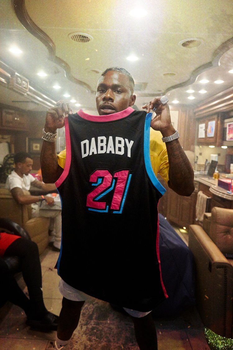 Da Baby with his Packwoods Miami Nights Jersey