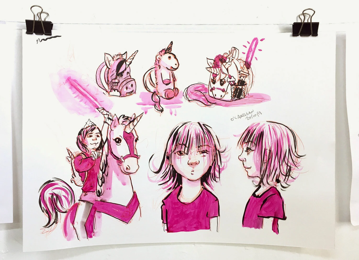 Character studies for a children's book manuscript pitch.