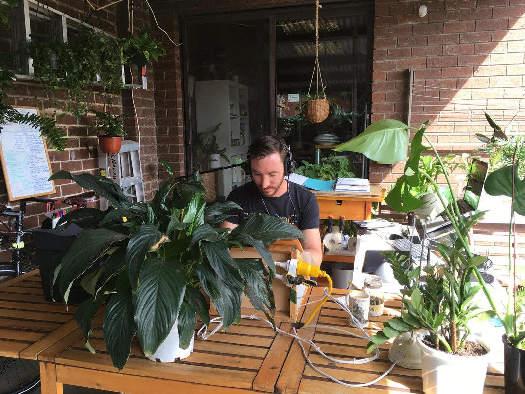 Simon O'Carrigan's temporary 'stay home' illustration studio in 