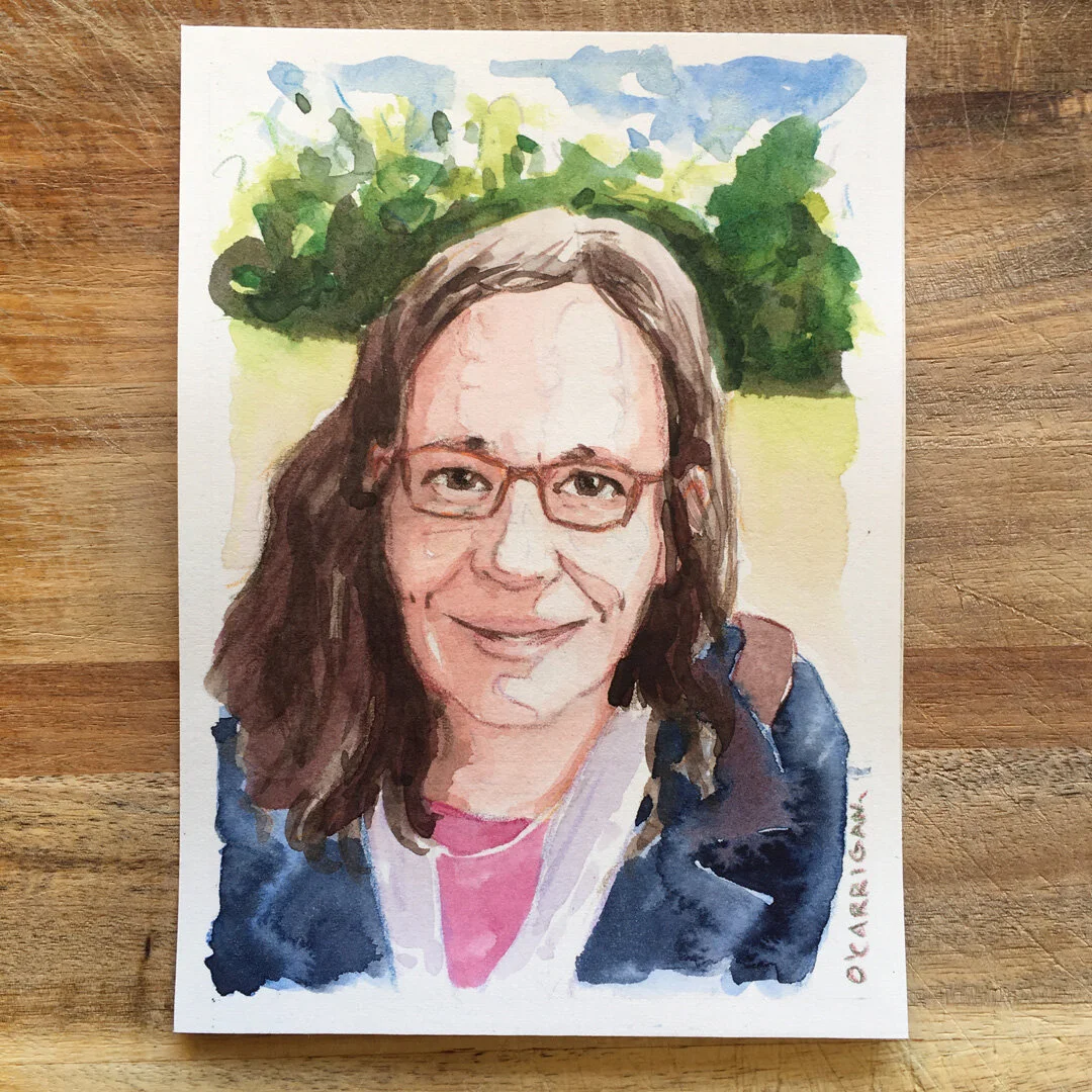  An portrait illustration by Simon O'Carrigan for his Pandemic Portrait project, commissioned during the 2020 Coronoavirus Pandemic. 