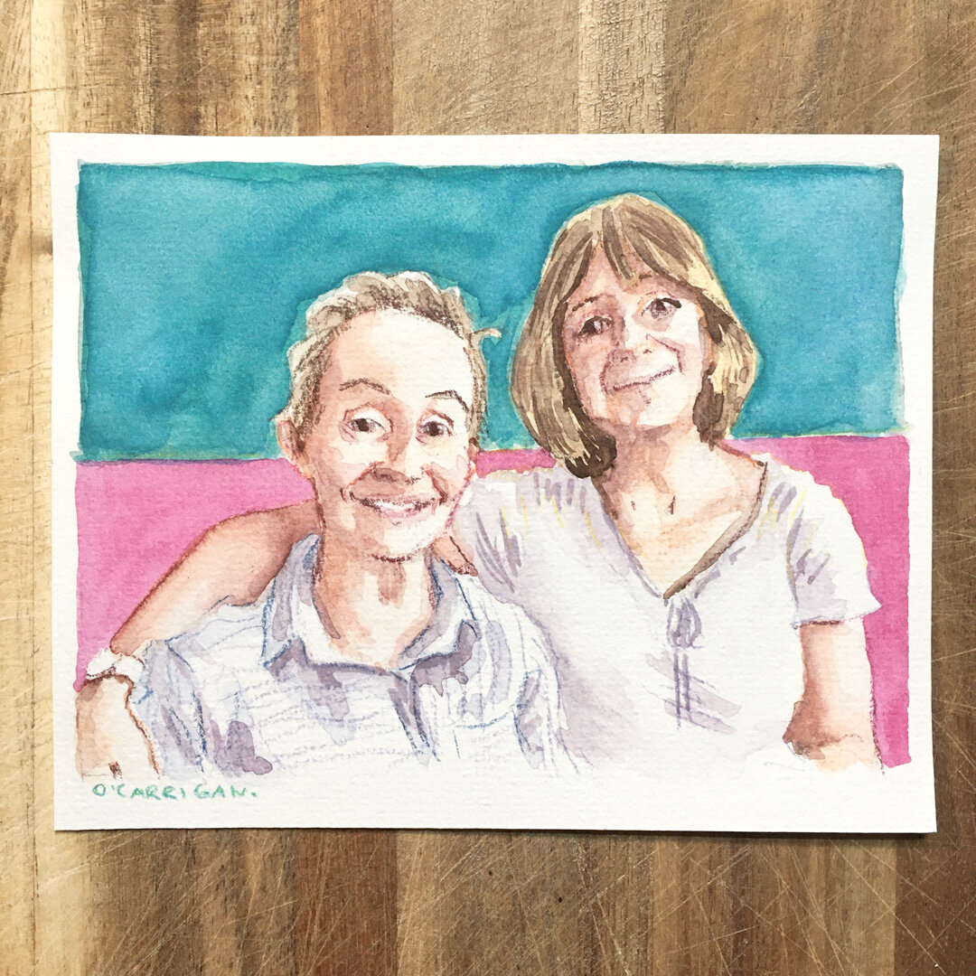  A portrait illustration by Simon O'Carrigan for his Pandemic Portrait project, commissioned during the 2020 Coronoavirus Pandemic. 