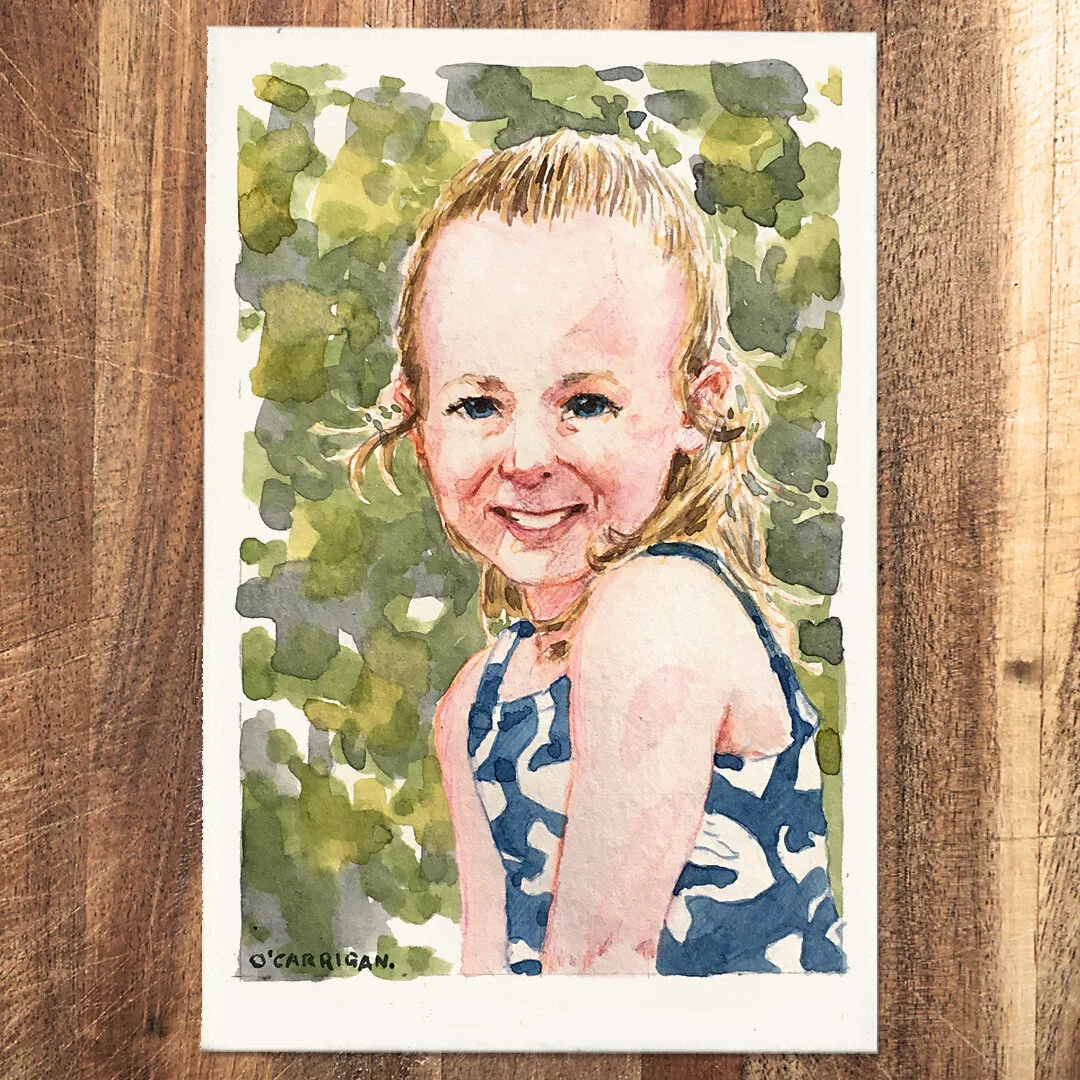 A portrait illustration by Simon O'Carrigan.