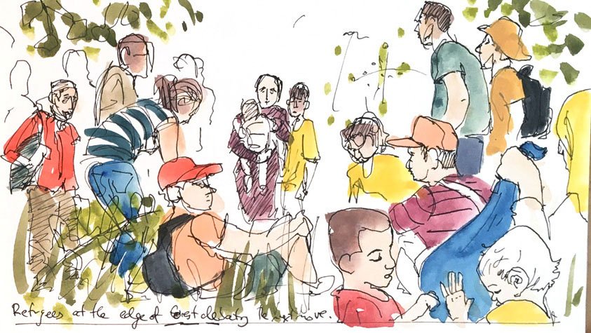Early picture book design concepts sketched with ink and watercolour. © Simon O'Carrigan, 2022.