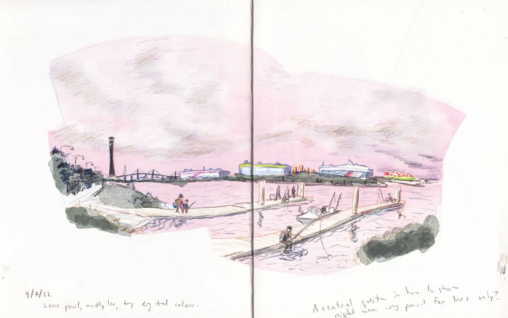 Early picture book design concepts sketched with pencil and watercolour. © Simon O'Carrigan, 2022.