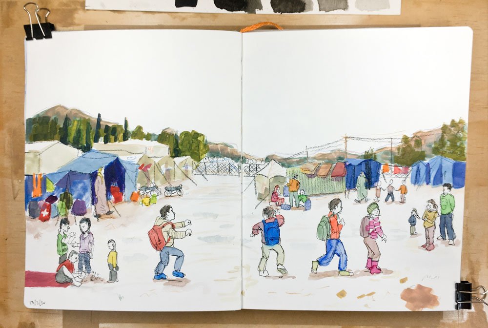 Early picture book design concepts sketched with mixed media. © Simon O'Carrigan, 2022.