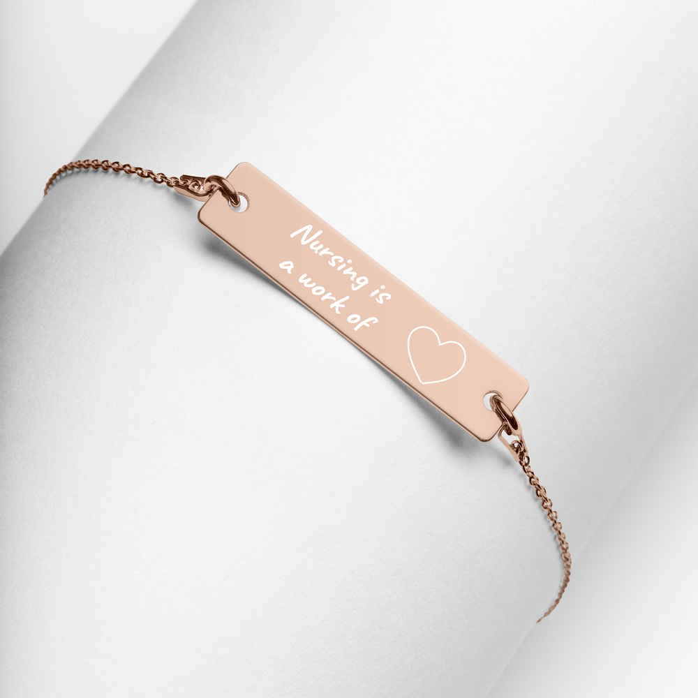 Nursing is a Work of Heart - Engraved Bar Chain Bracelet — Purple Health  and Safety