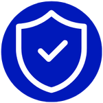 Icon of a shield and checkmark for representing sanitized babysitting and childcare safety training equipment