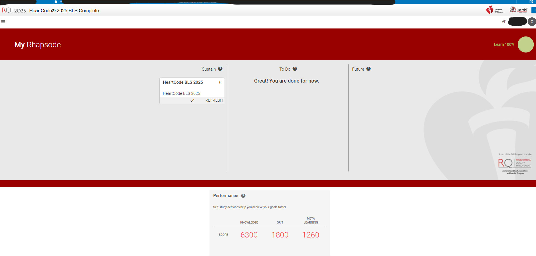 AHA Image 3
This is what you'll see if you used the RQI System (likely through your organization). Take a picture or screenshot and submit using your Purple Training Guide