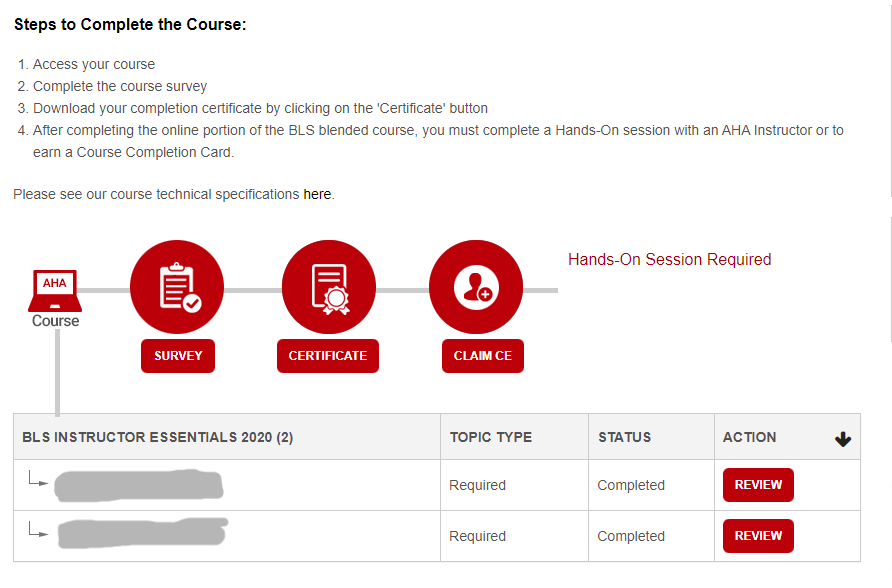 AHA Image 1
DO NOT SUBMIT THIS!
If using the standard AHA System (not RQI), here's how to find your certificate:
1. Go to this screen (the dashboard)
2. Take the survey 
3. Download your certificate. It will look like "AHA Image 2"