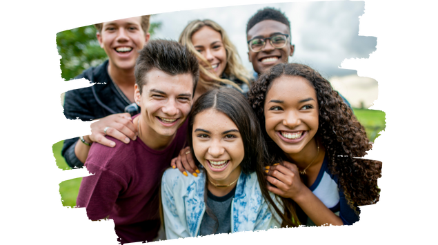 Group of smiling teenagers representing babysitting, CPR, First Aid, and childcare safety training