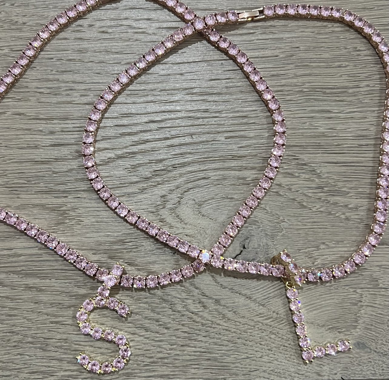 She is everything #pink #initialnecklace #icynecklace, Necklace