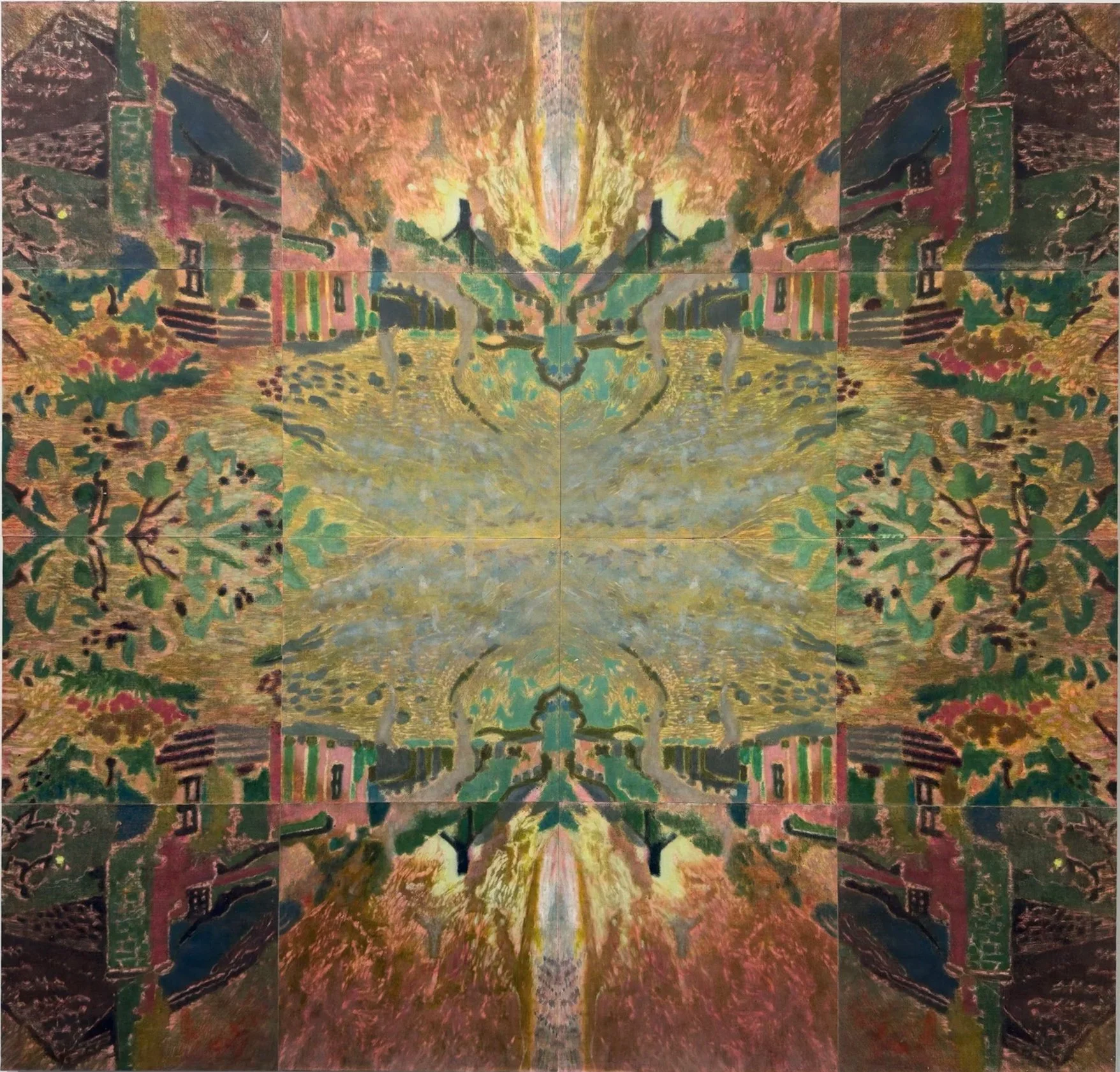 Bella Easton - Rose Tinted oil on 16 panels of linen 2025 100 x 95 cm 
£3,600