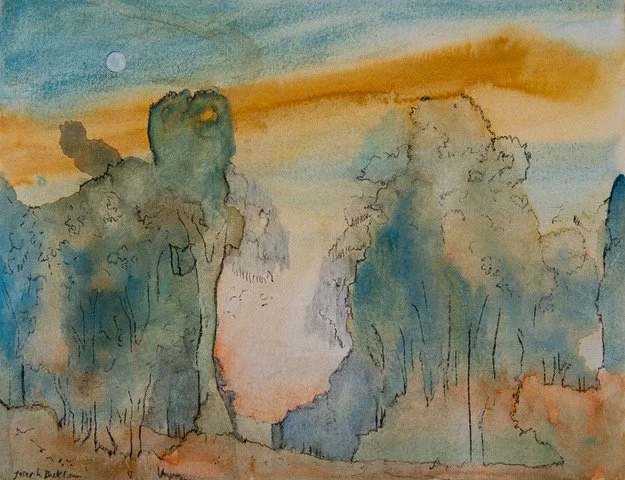 Joseph Bucklow  
The Silence of Strong Trees 
watercolour and charcoal on paper  
27 x 35 cm  

