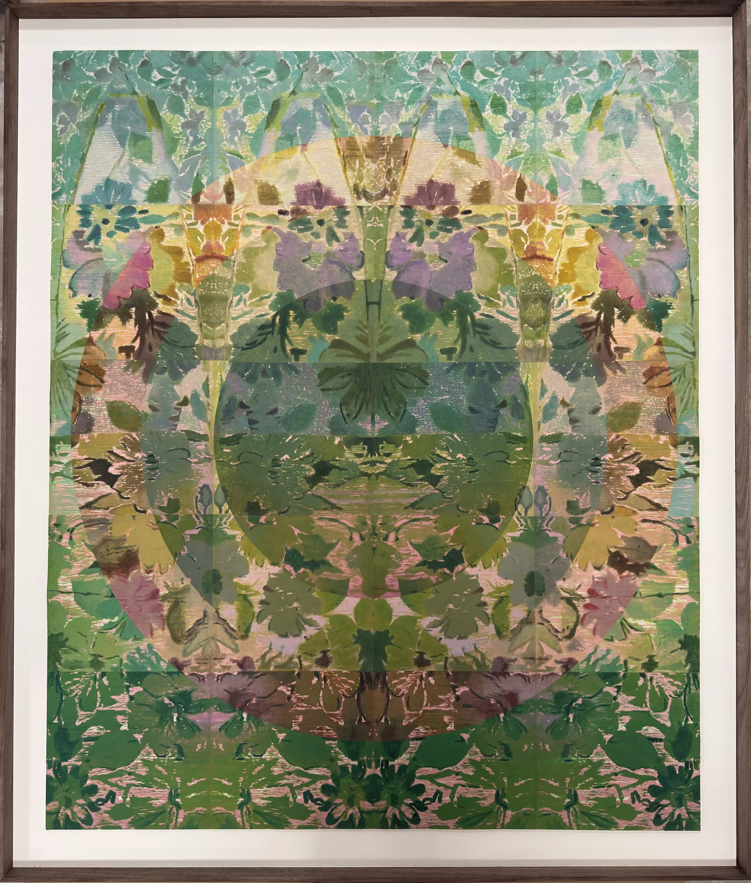 BELLA EASTON_ECHO CHAMBER AND THE SEEDS OF THE NARCISSI IV_ 2026_ ED 5 +AP_ 80 HAND-COLOURED INTERCUT WOODCUT PRINTS PRINTS ON JAPANESE PAPER_ 100 120CM_ £3,000 (3,800 WALNUT FRAME & ARTGLASS).jpeg