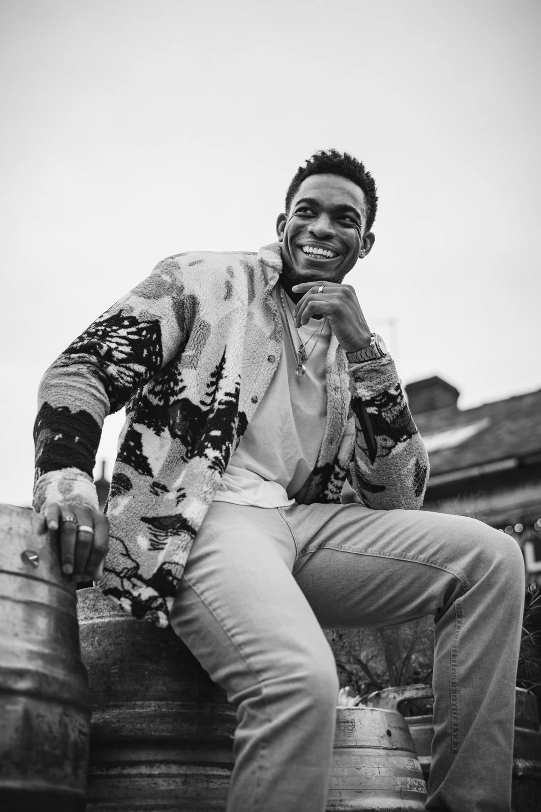 Kadeem smiling in a branding photography session with trusted Leeds Photographer photoJMO