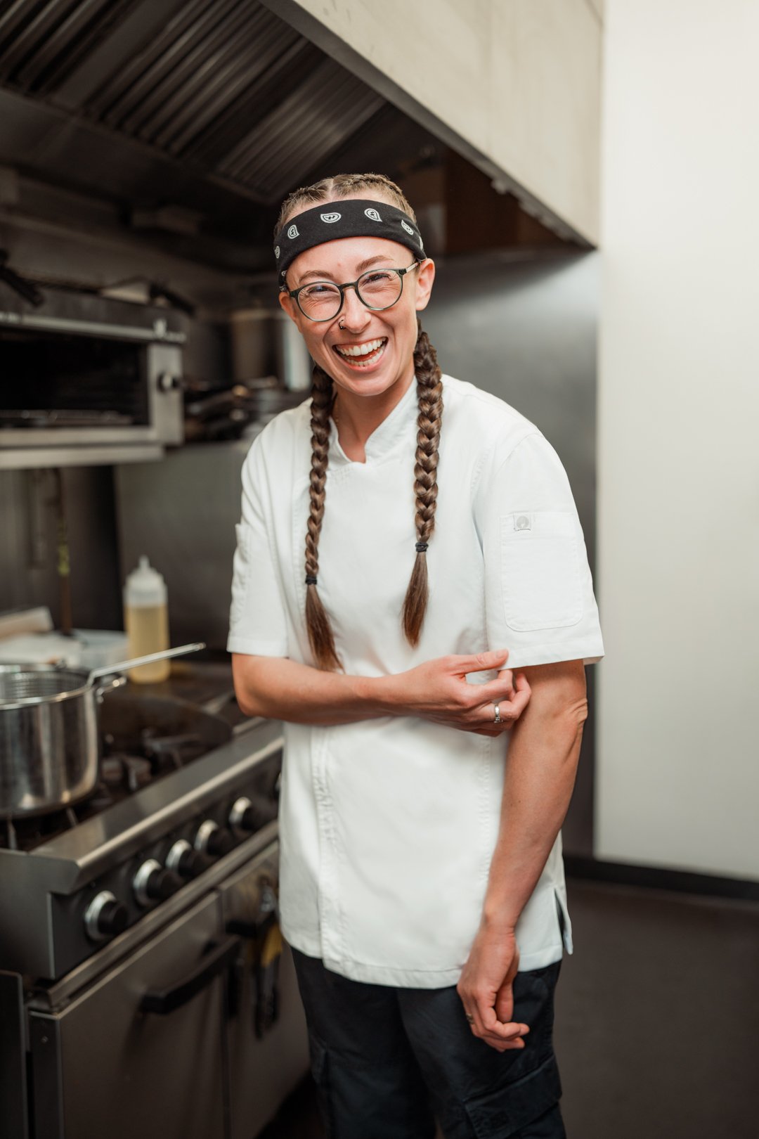 Molly P photographed in her kitchen by Leeds Portrait photographer photoJMO