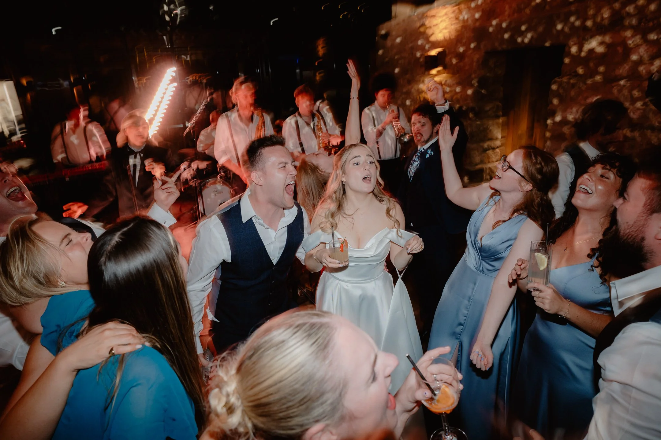 Dancefloor Party at Tithe Barn Wedding