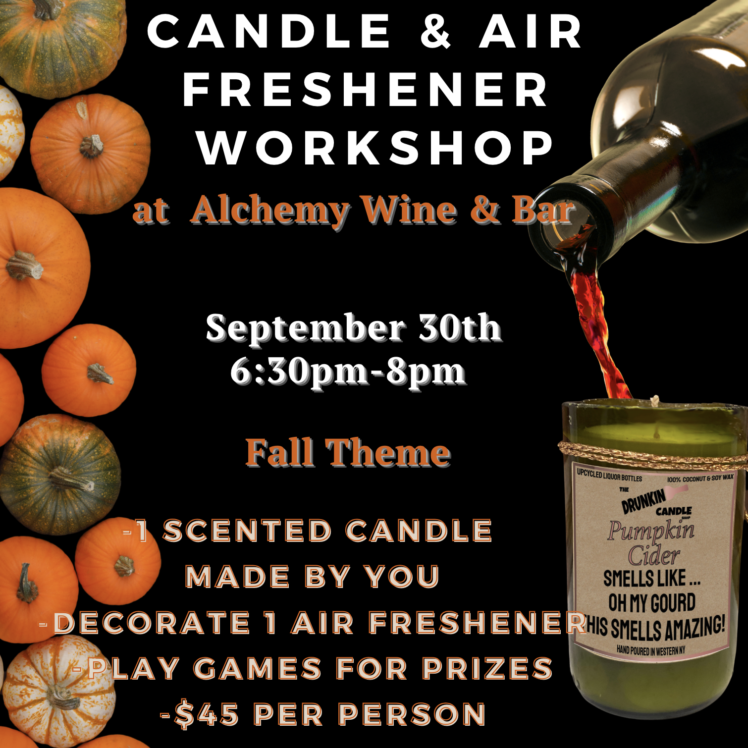 Fall Themed Candle & Air Freshener Workshop at Alchemy Wine & Bar