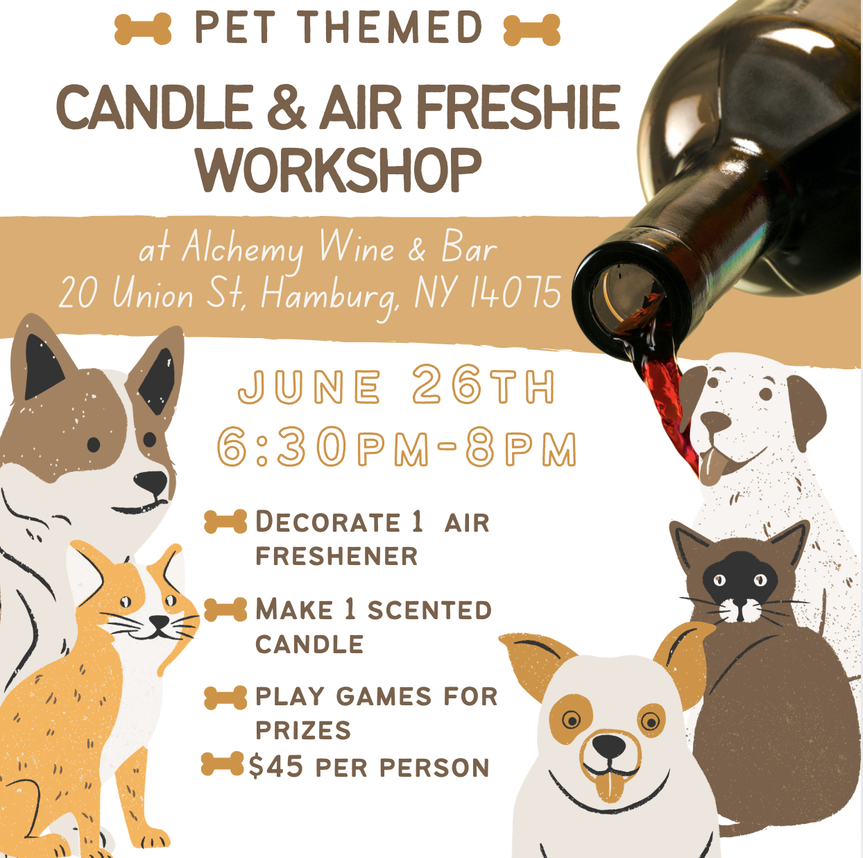 Pet Themed Candle & Air Freshener Workshop at Alchemy Bar & Wine