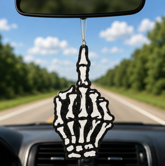 Skeleton Middle Finger Car Air Freshener