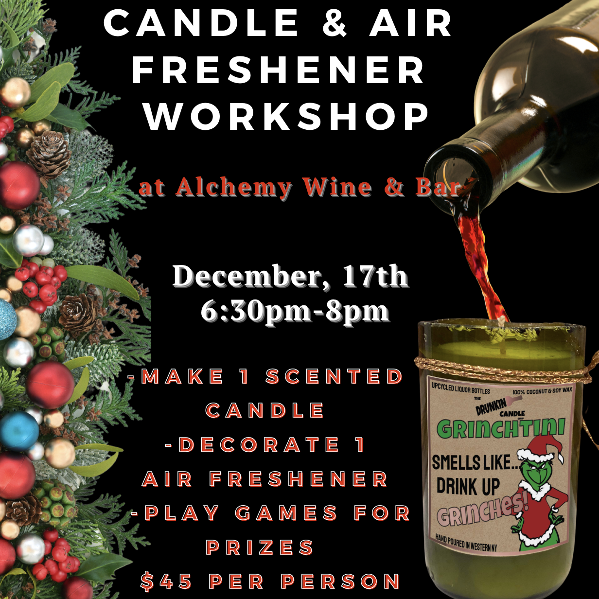 Christmas Candle & Air Freshener Workshop at Alchemy Wine & Bar