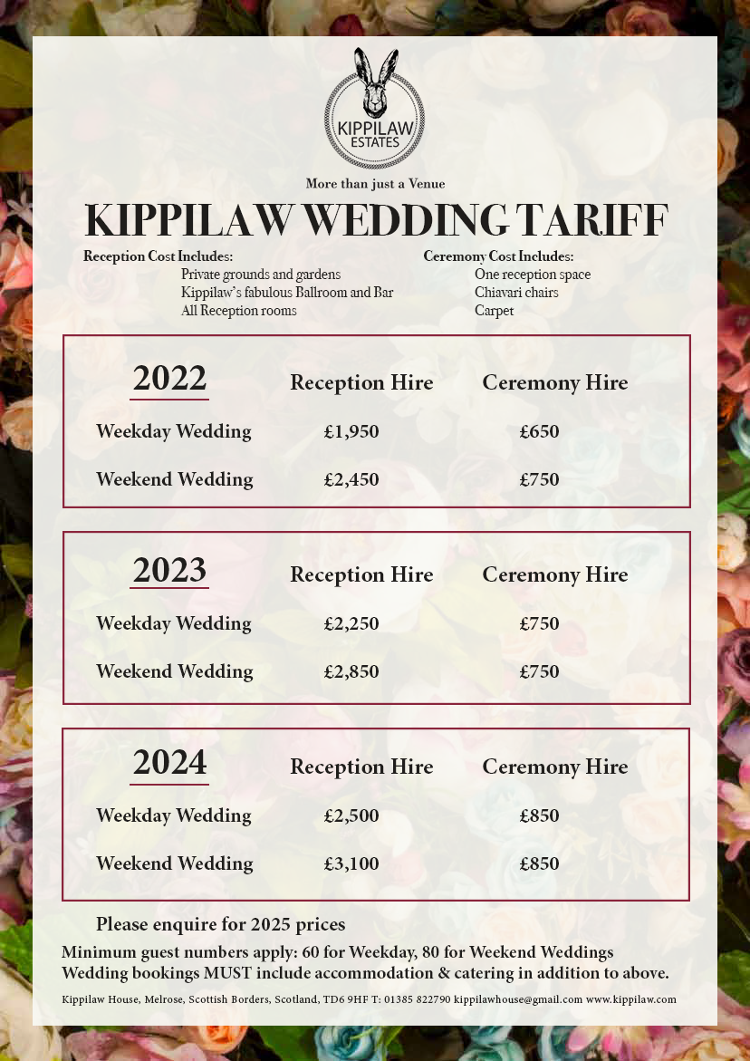 Wedding Tariff — Kippilaw House