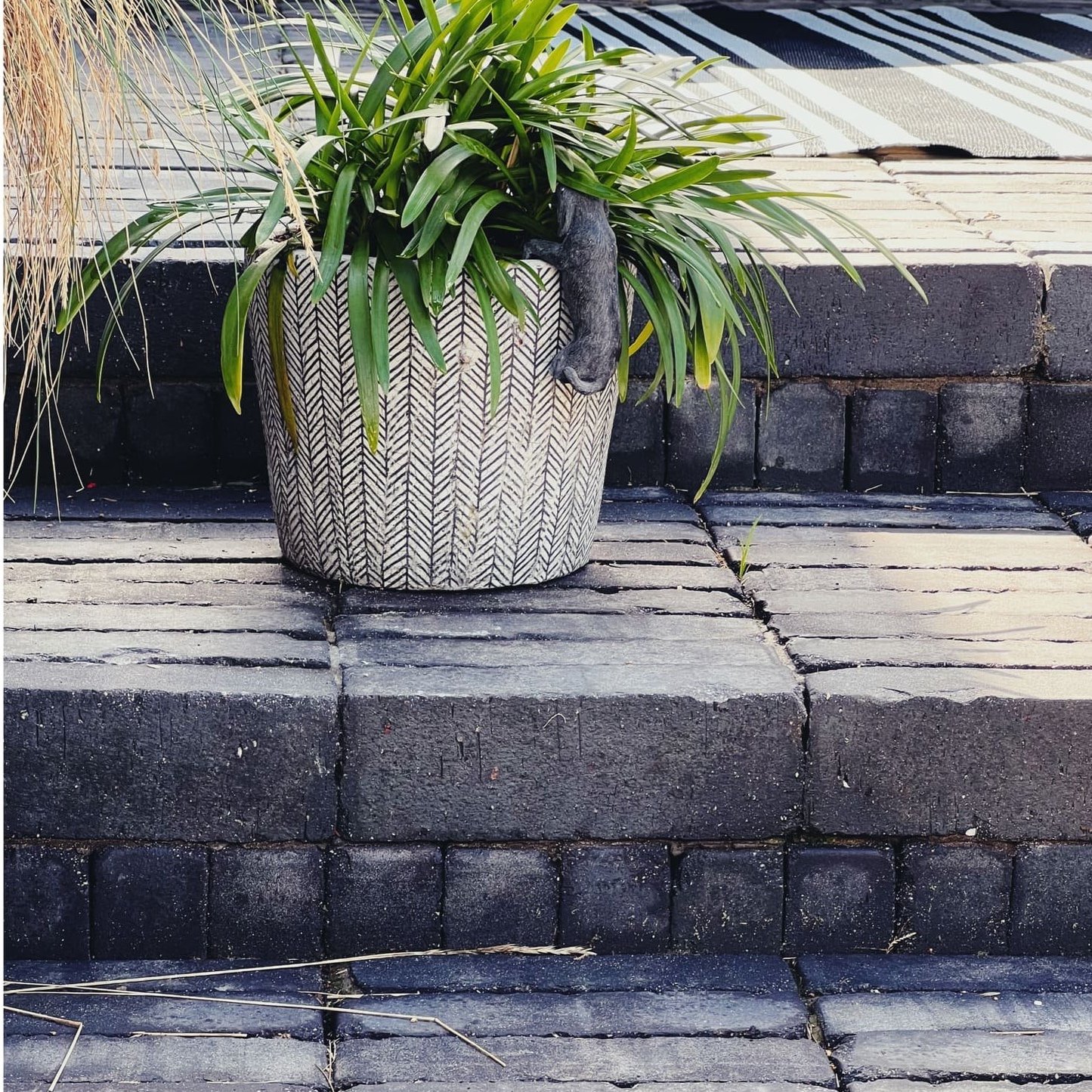 sitting-garden-steps-tiles-plant-pot