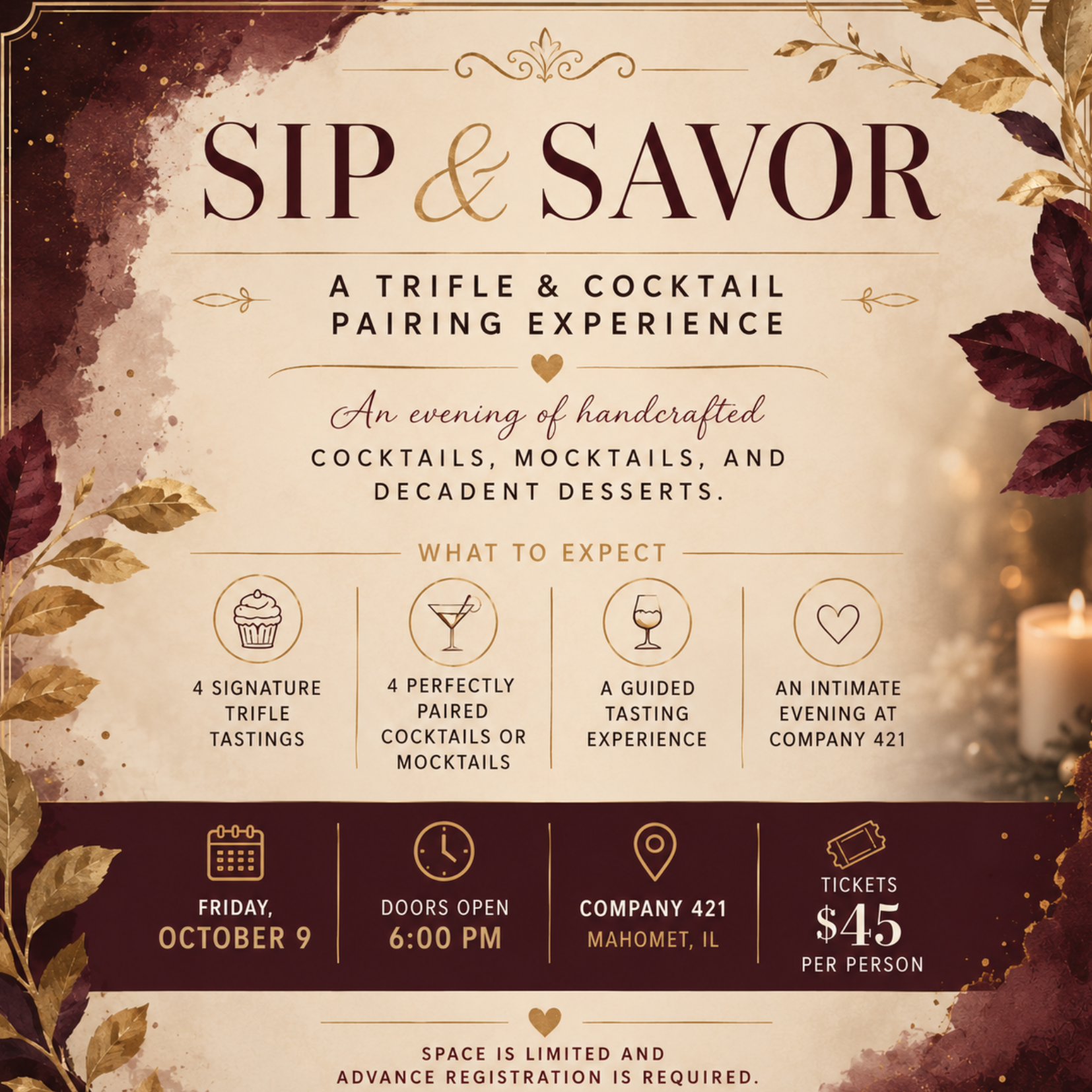 Sip &amp; Savor: A Trifle &amp; Cocktail Pairing Experience