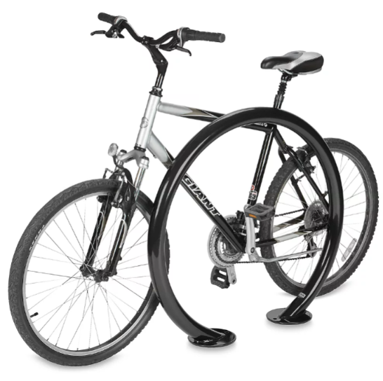 Hoop rack with bike - powder coated black
