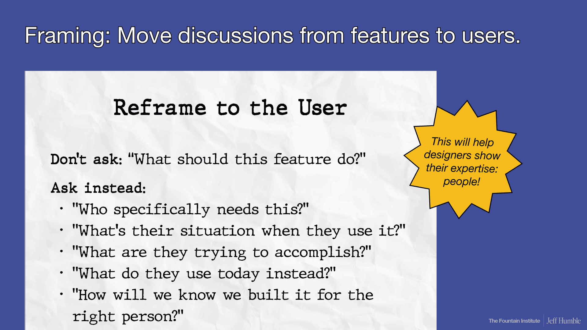 strategic ux design method reframe user