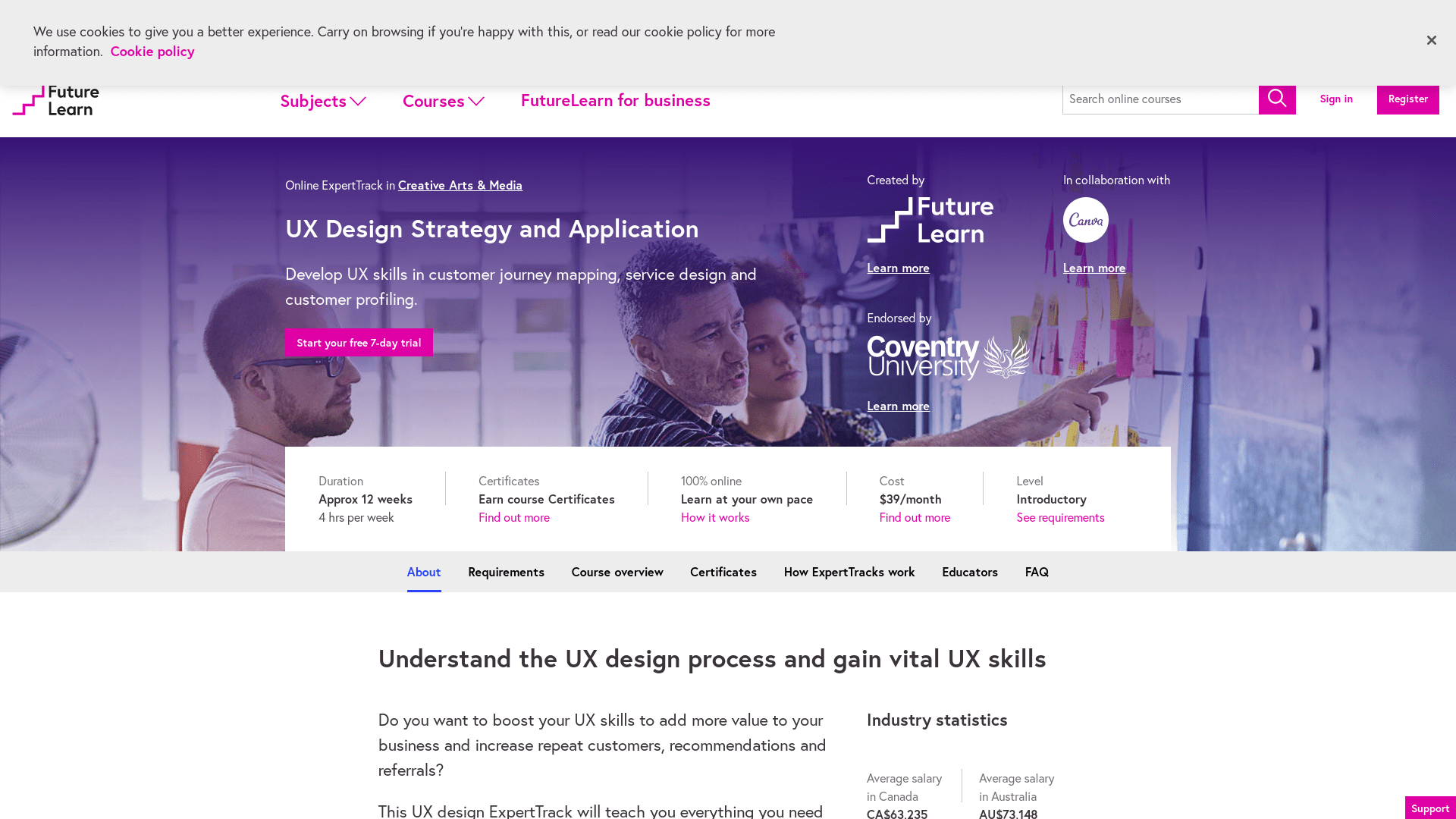 UX Design Strategy and Application by Future Learn