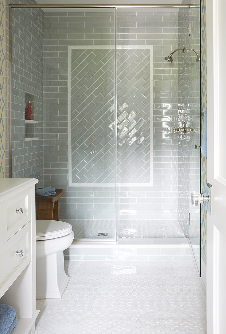 Bathroom Shower Wall Tile Feature Herringbone