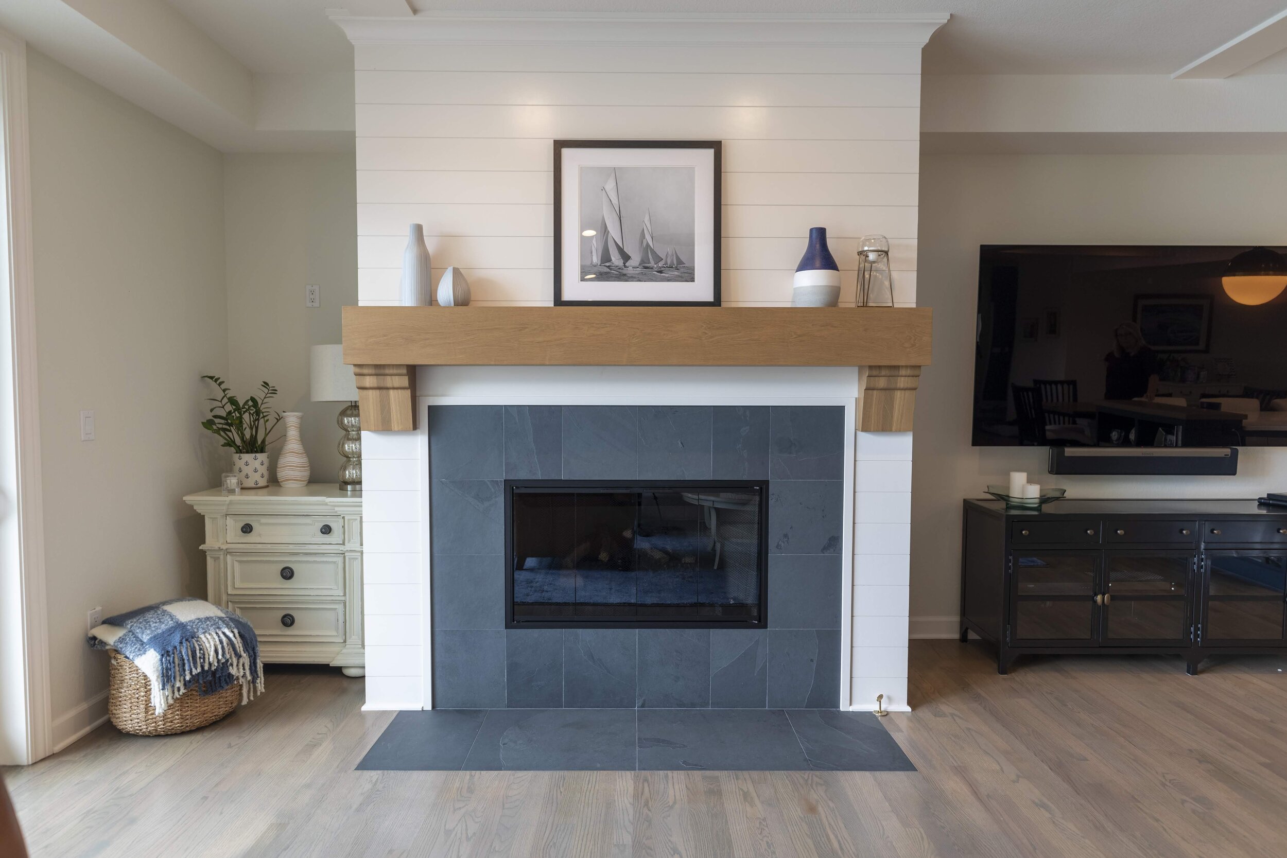 Slate Tile Fireplace Surround