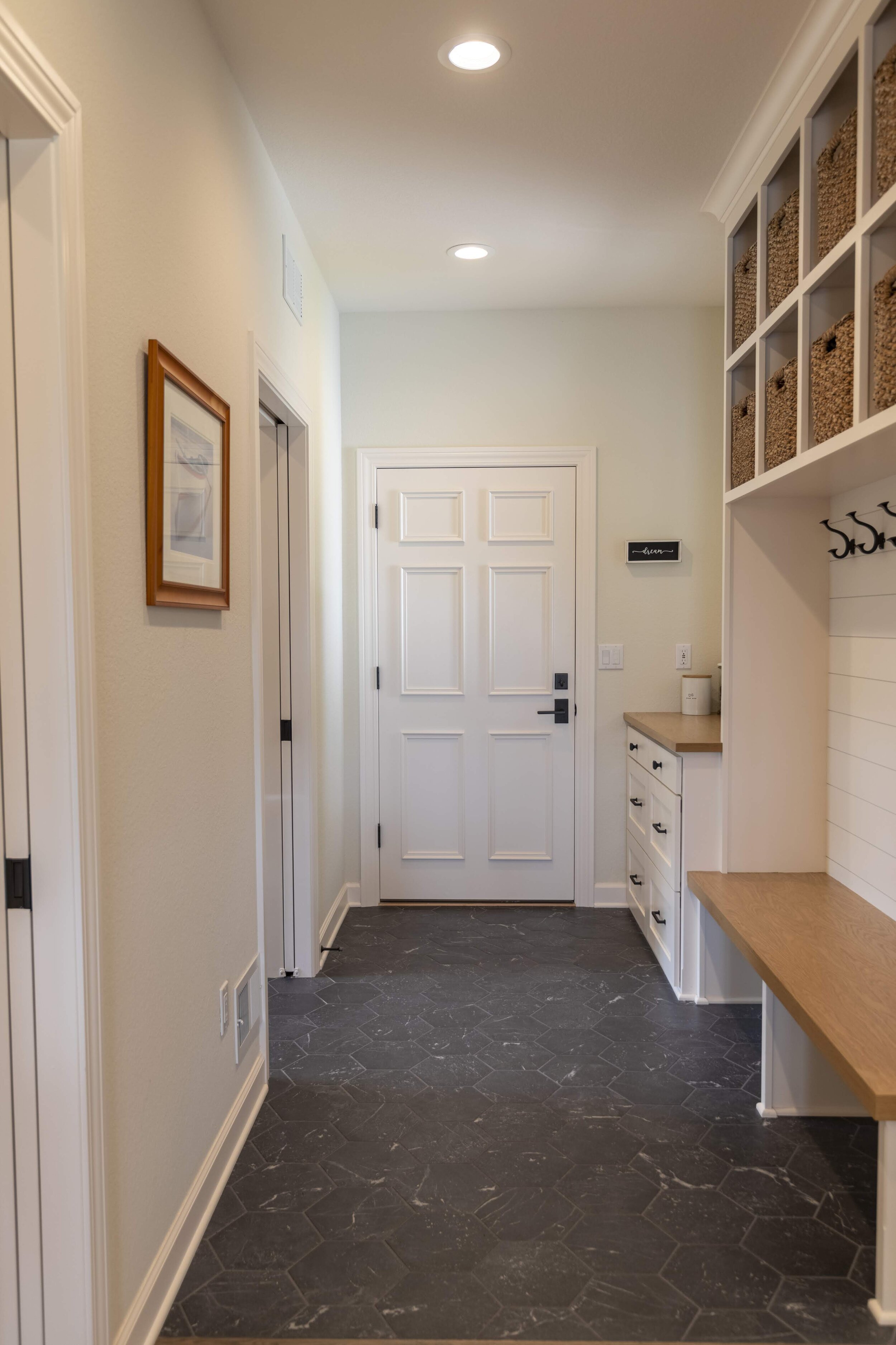 Mudroom Hexagon Floor Tile Design Ideas