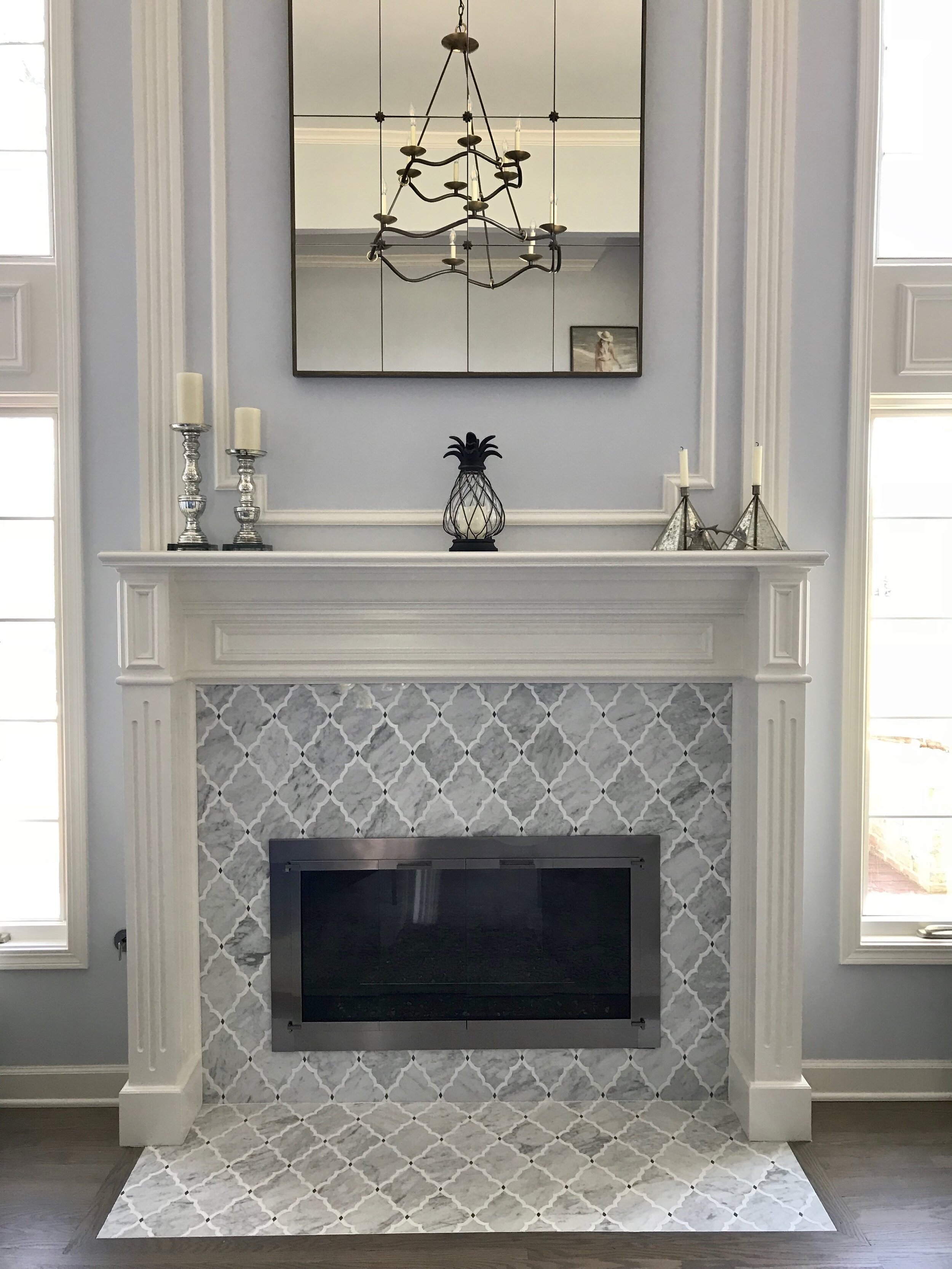 Marble Mosaic Fireplace Design