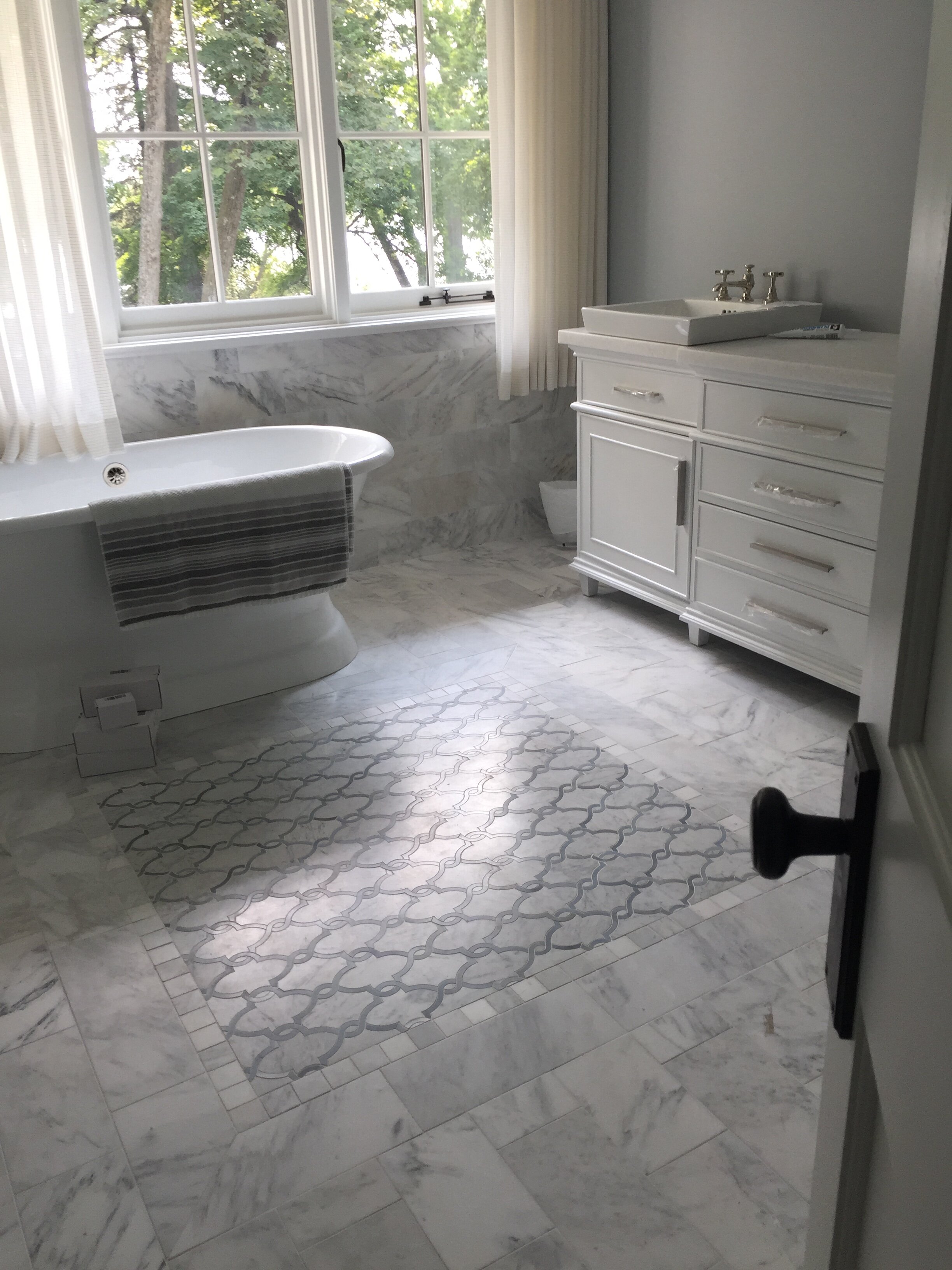 Master Bath Marble Floor Design