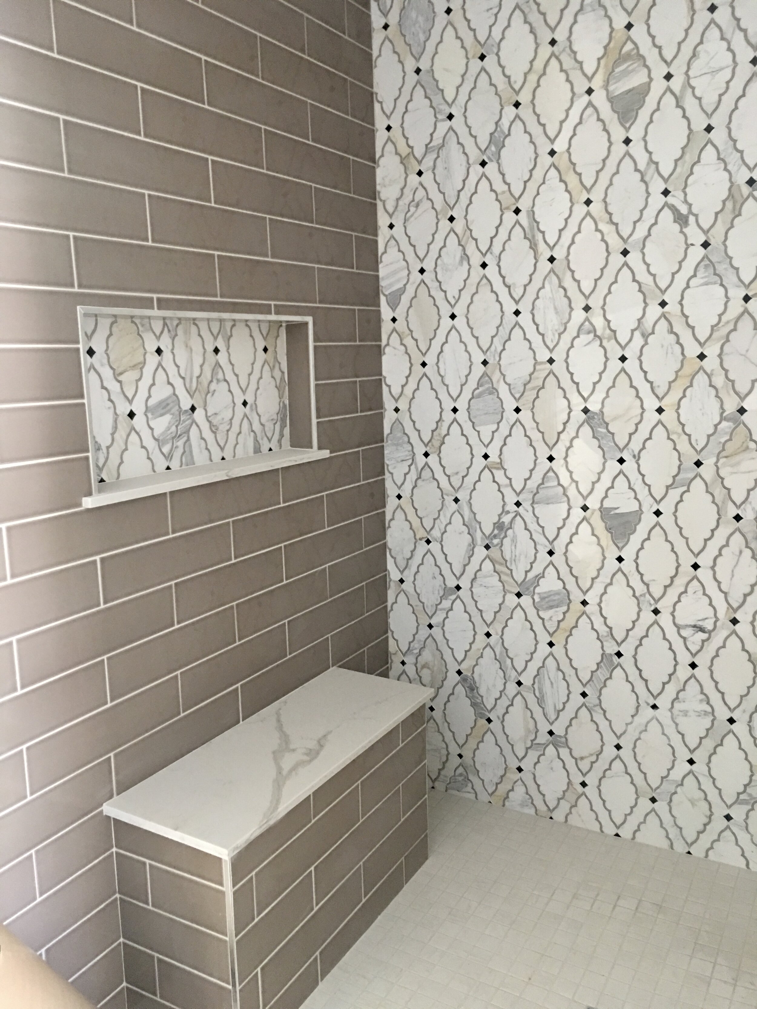 Marble Mosaic Full Feature Wall Master Bath